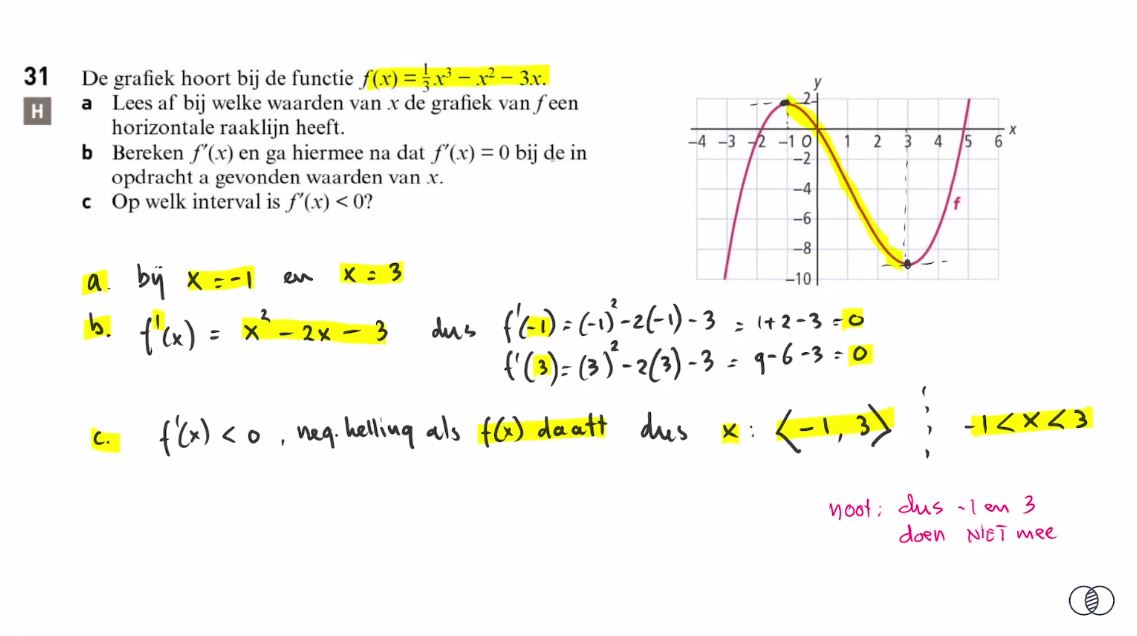 Video Uitwerkingen VWO 5 H8A.5: Extreme Waarden 12e Editie - Wiskunde.net