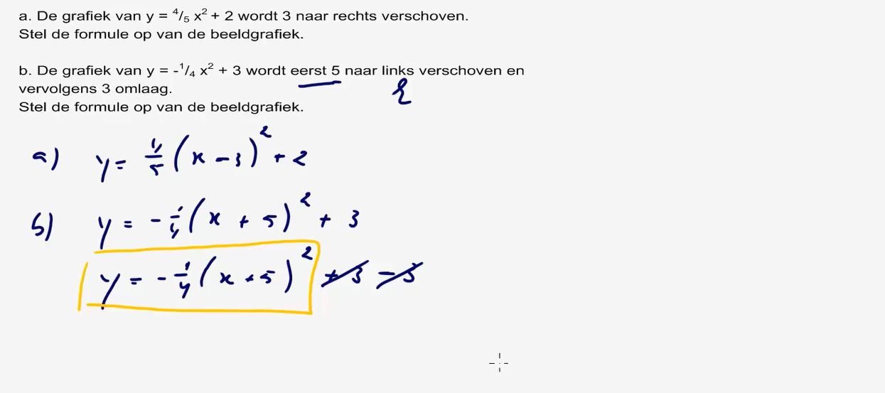 Video HAVO 3 10e Editie Opgave 44 | 3.4 De Parabool Y = A(x - P) 2 + Q ...